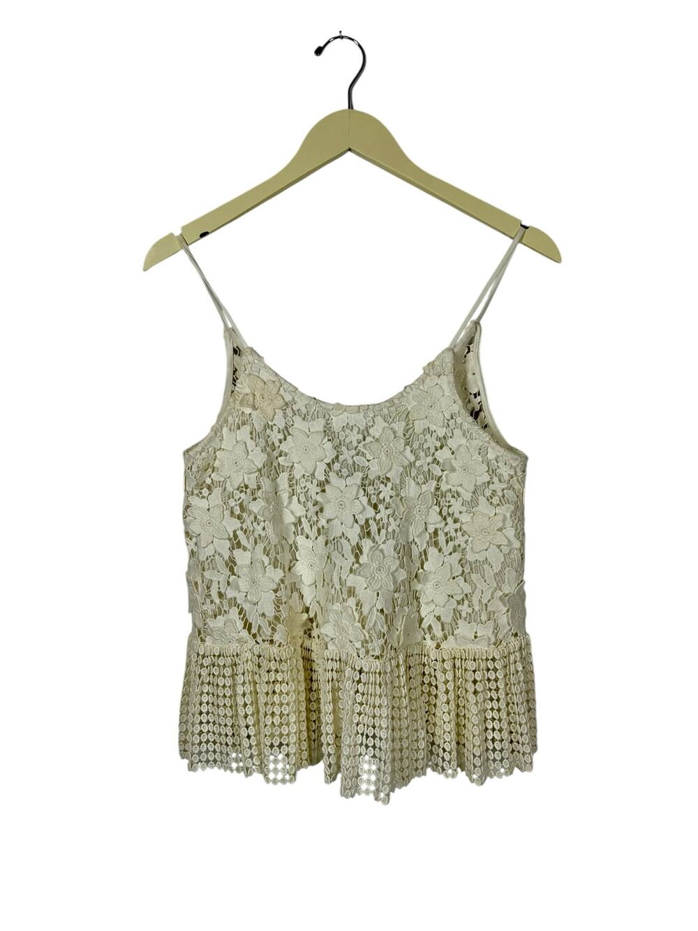 Alexis Reza Floral Crochet Tank Top Blouse NWT White Boho Camisole As Is